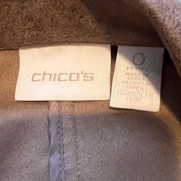 Chico's Brown Leather Jacket Asymmetrical Zip Notched Lapel - Picture 7 of 12